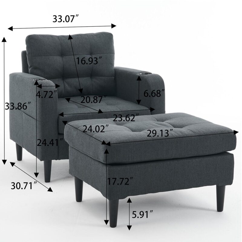 Bybafun Casual Gray Accent Chair - Image 12