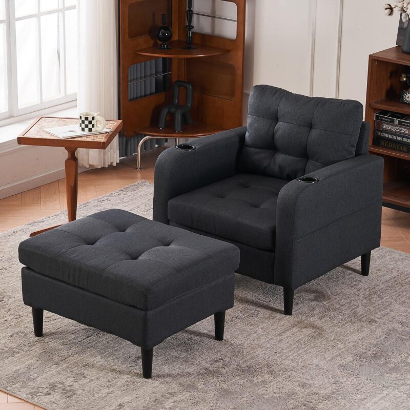 Bybafun Casual Gray Accent Chair - Image 5