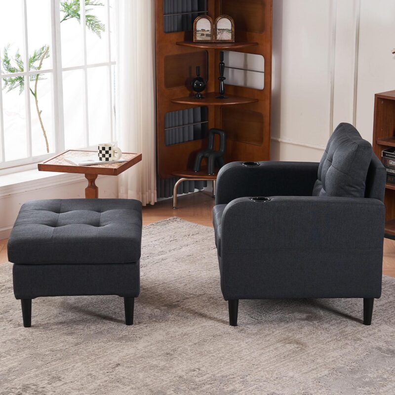 Bybafun Casual Gray Accent Chair - Image 9