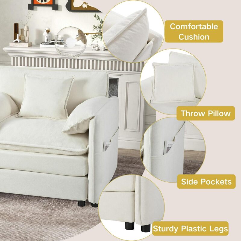 Bybafun Country Beige for sofa chair Chenille Club Chair - Image 17