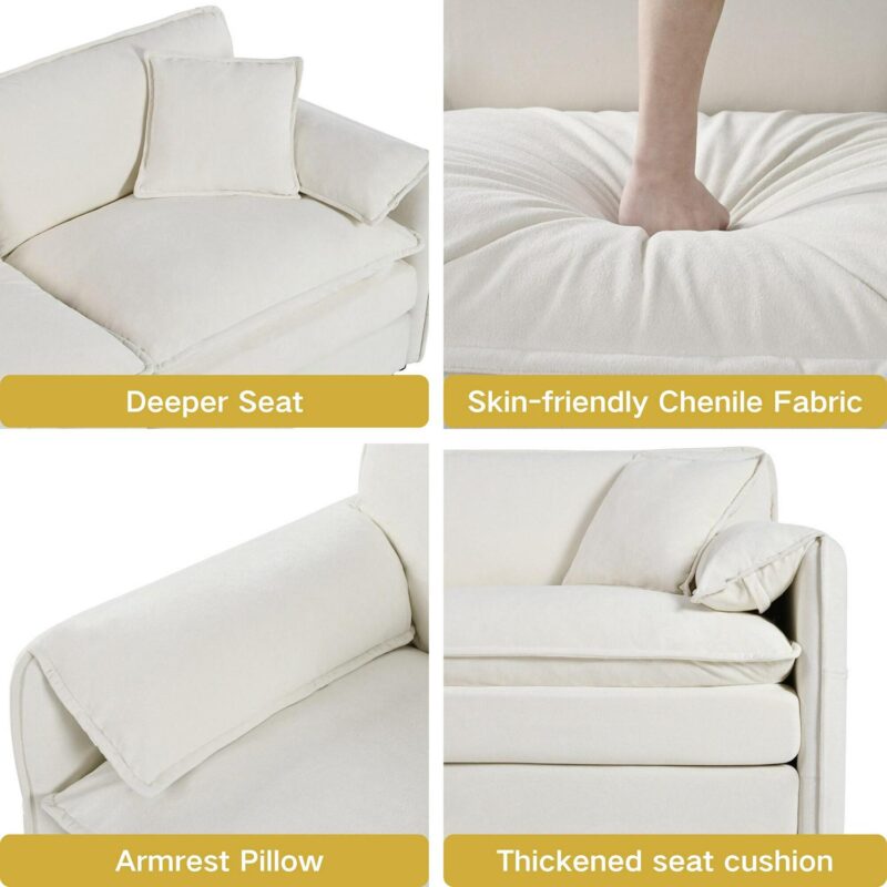 Bybafun Country Beige for sofa chair Chenille Club Chair - Image 14