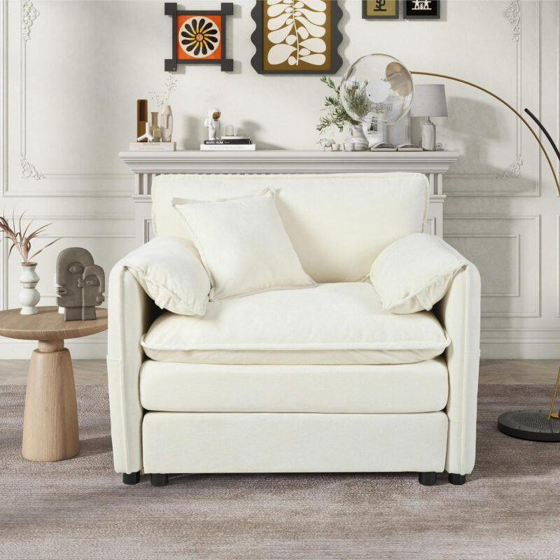 Bybafun Country Beige for sofa chair Chenille Club Chair - Image 2