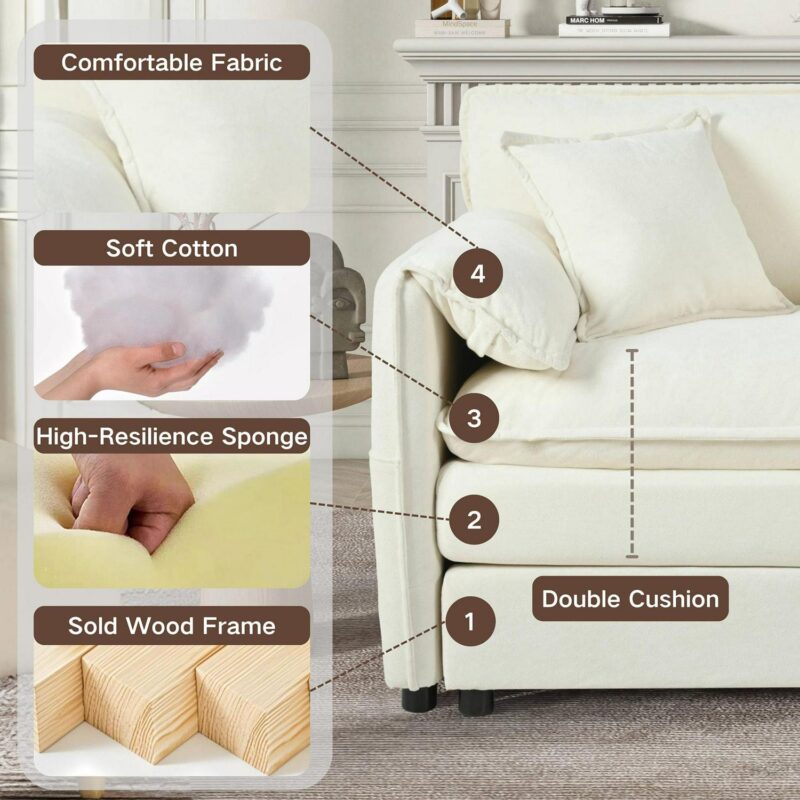 Bybafun Country Beige for sofa chair Chenille Club Chair - Image 5