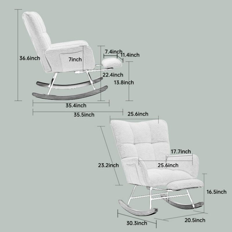 Bybafun Modern Dark Green Rocking Chair - Image 4