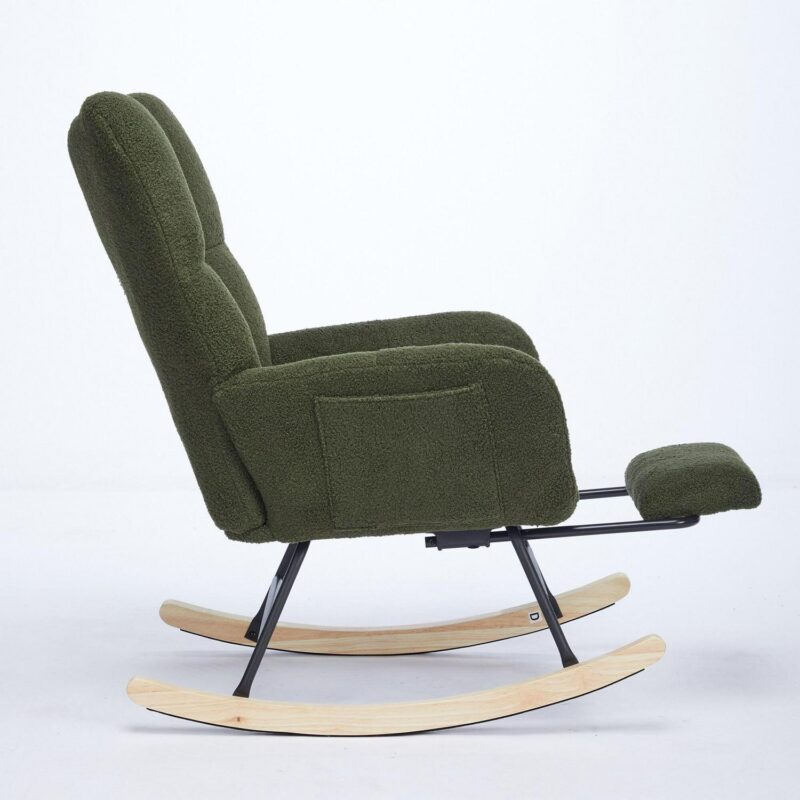 Bybafun Modern Dark Green Rocking Chair - Image 3