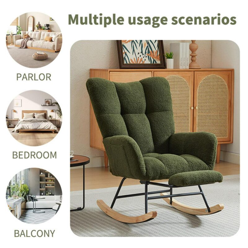 Bybafun Modern Dark Green Rocking Chair - Image 15