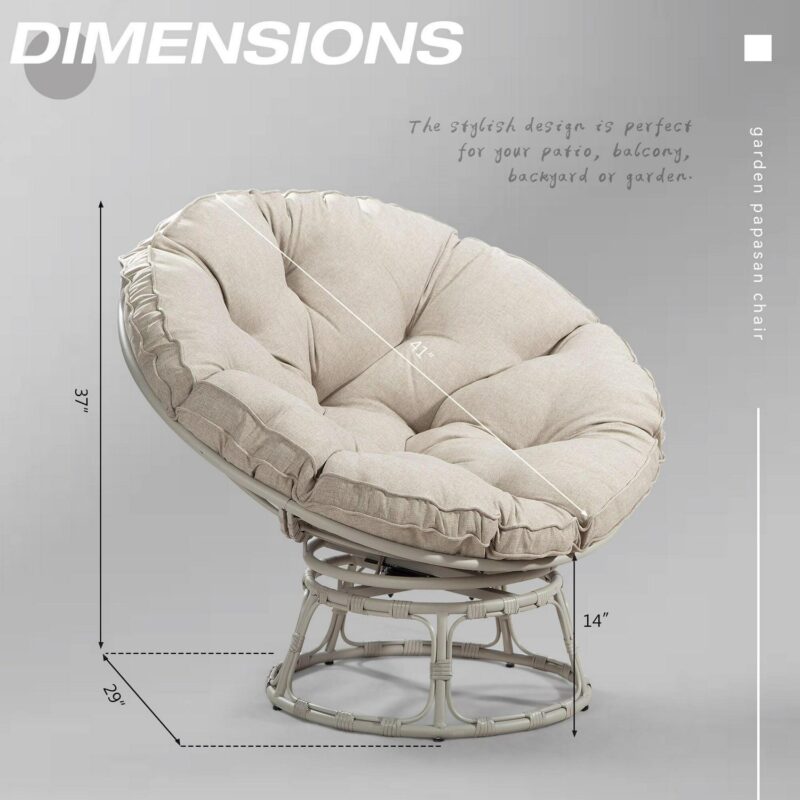 CESICIA Modern Beige Swivel Papasan Chair - Image 7