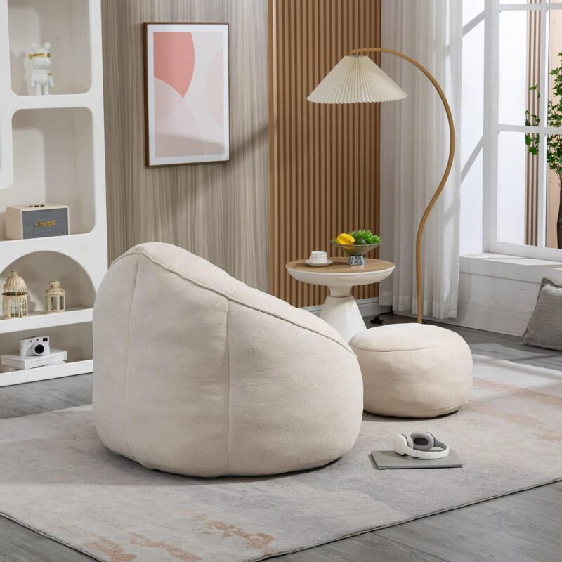 CESICIA Modern Beige Microfiber Accent Chair - Image 14