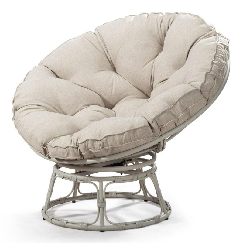 CESICIA Modern Beige Swivel Papasan Chair - Image 5