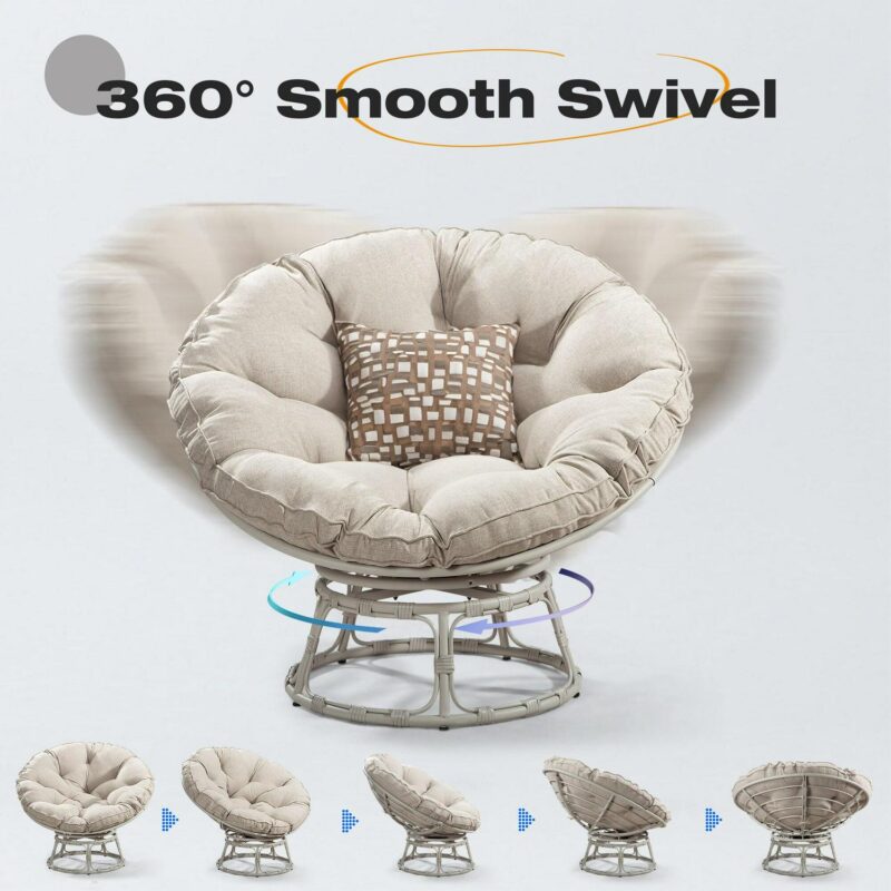 CESICIA Modern Beige Swivel Papasan Chair - Image 10