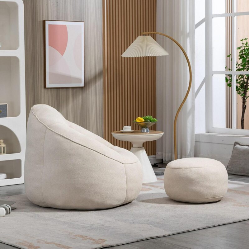 CESICIA Modern Beige Microfiber Accent Chair - Image 10
