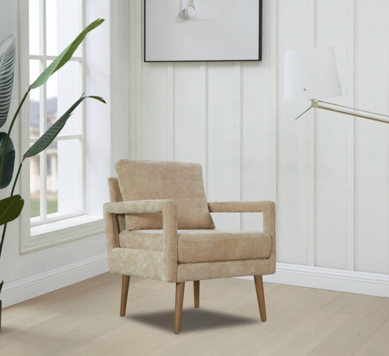 CESICIA Modern Beige Chenille Accent Chair - Image 6