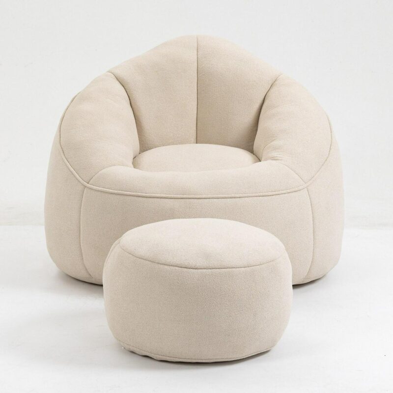 CESICIA Modern Beige Microfiber Accent Chair - Image 2