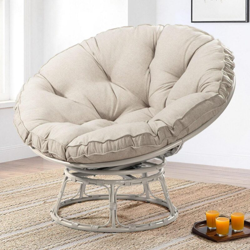 CESICIA Modern Beige Swivel Papasan Chair - Image 12