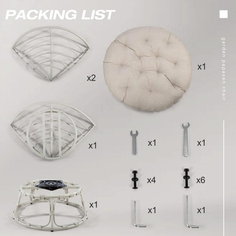 CESICIA Modern Beige Swivel Papasan Chair - Image 9