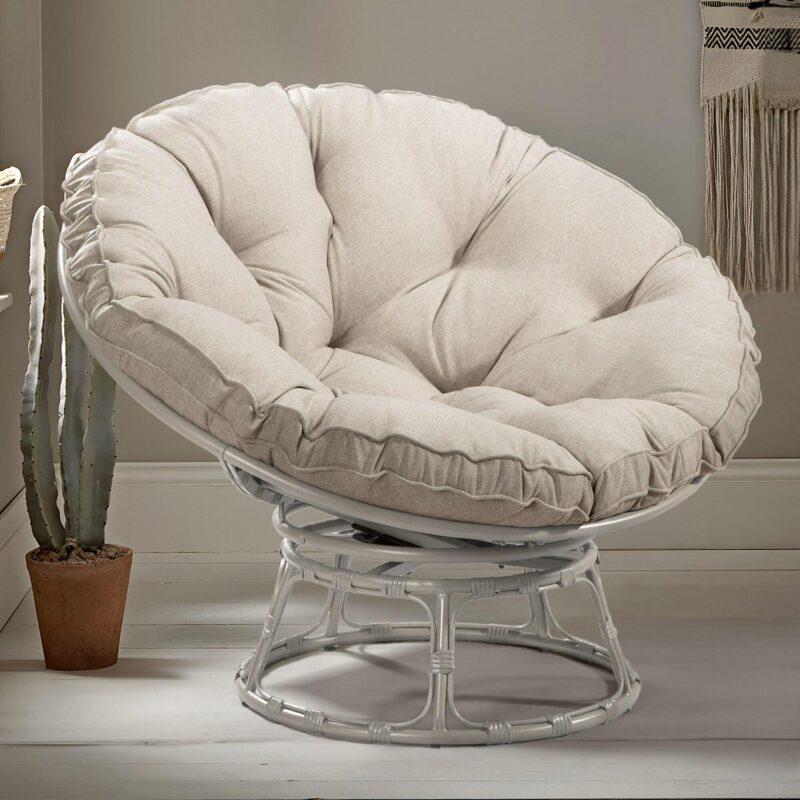 CESICIA Modern Beige Swivel Papasan Chair - Image 11