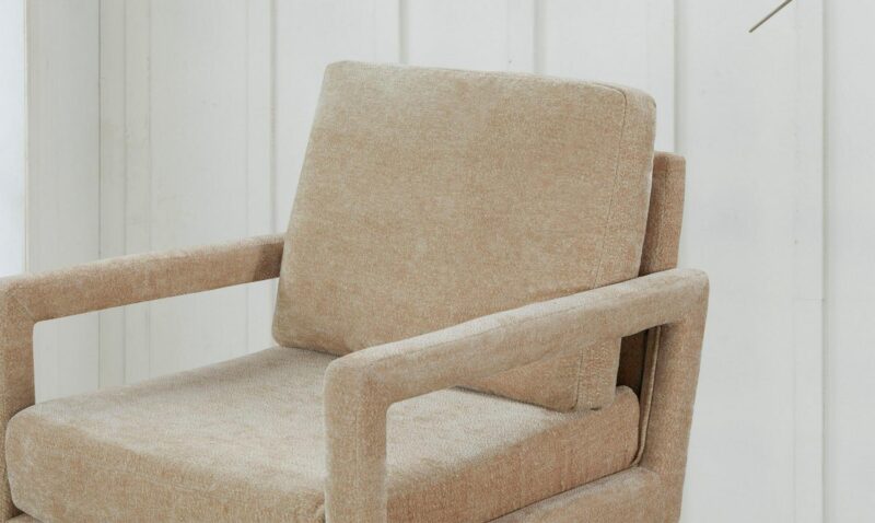 CESICIA Modern Beige Chenille Accent Chair - Image 8