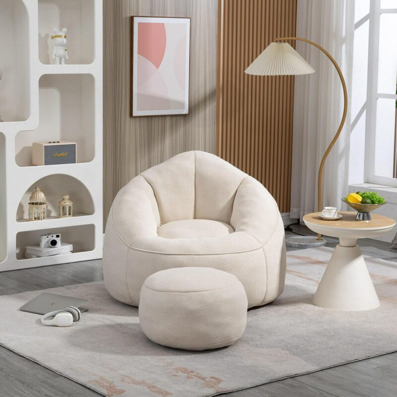 CESICIA Modern Beige Microfiber Accent Chair - Image 15