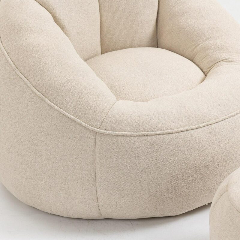 CESICIA Modern Beige Microfiber Accent Chair - Image 8