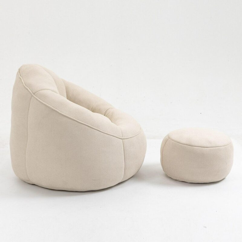 CESICIA Modern Beige Microfiber Accent Chair - Image 3