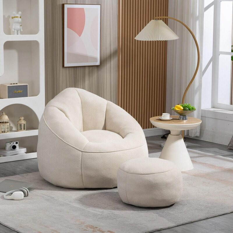 CESICIA Modern Beige Microfiber Accent Chair - Image 13