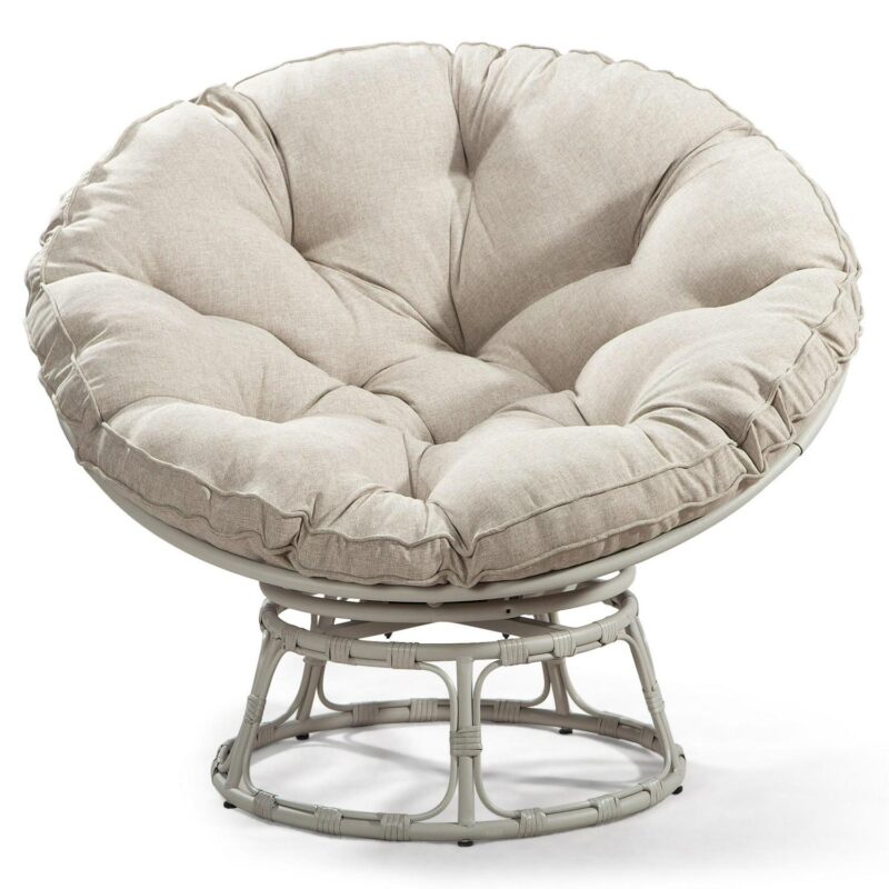 CESICIA Modern Beige Swivel Papasan Chair - Image 2