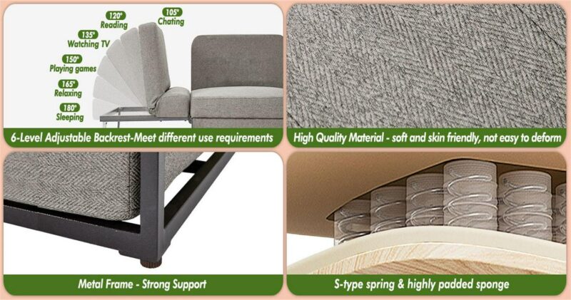 CESICIA Modern Gray Sleeper Chair - Image 7