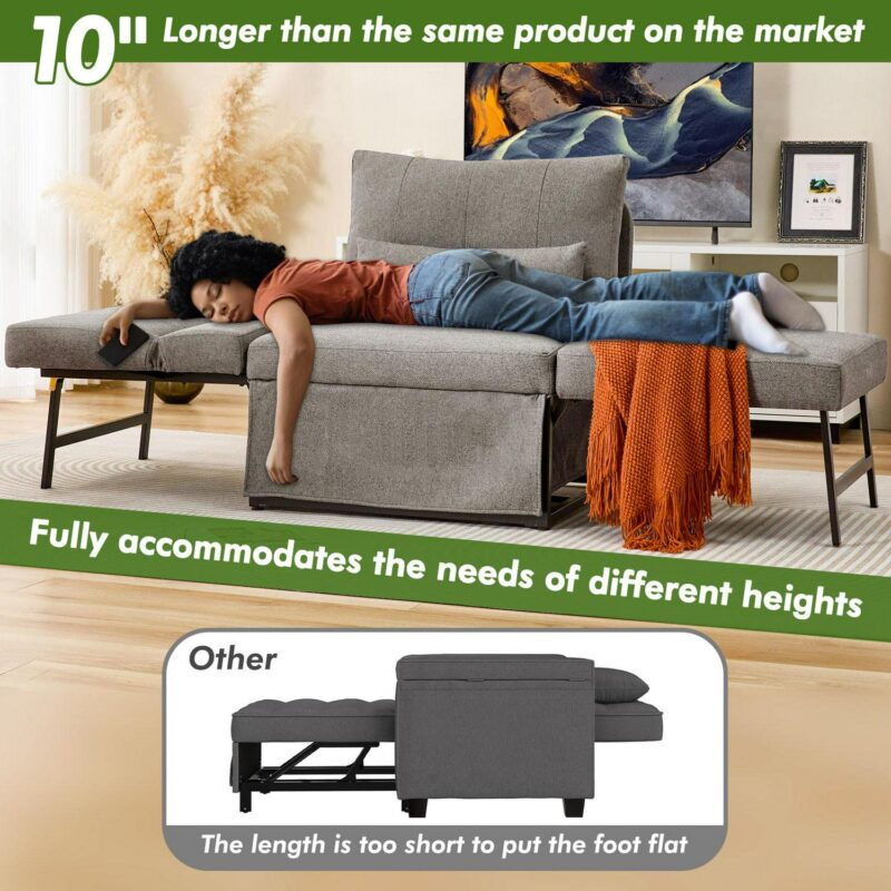 CESICIA Modern Gray Sleeper Chair - Image 6