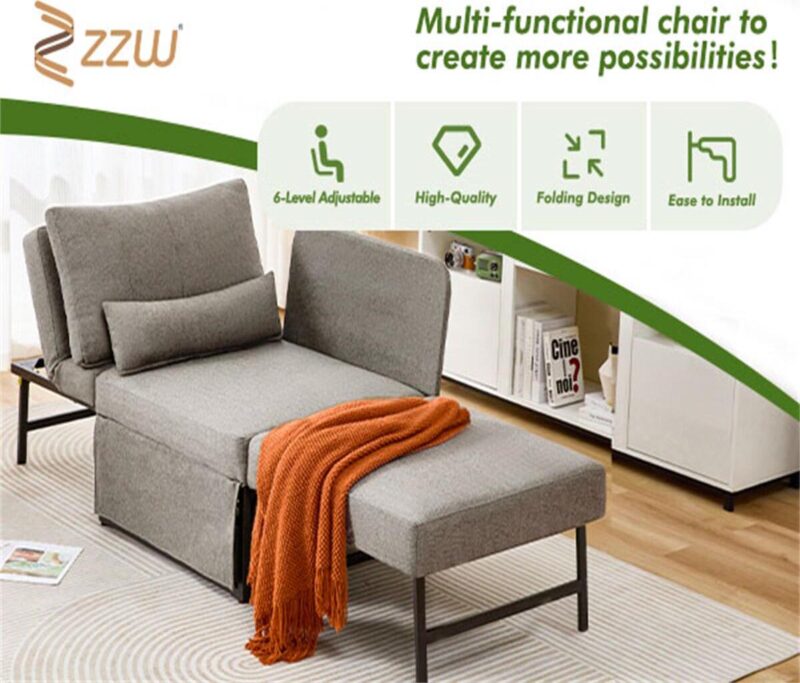 CESICIA Modern Gray Sleeper Chair - Image 8