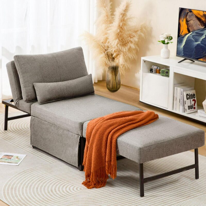 CESICIA Modern Gray Sleeper Chair - Image 2