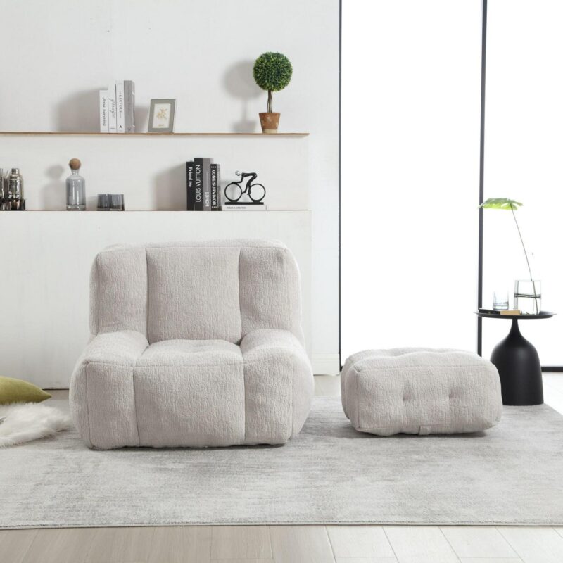 CESICIA Modern Light Gray Chenille Accent Chair - Image 15