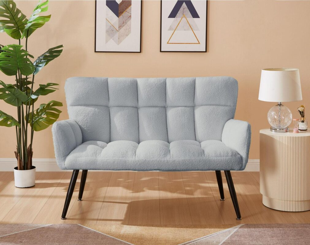 CESICIA Modern Light Blue Velvet Accent Chair - Image 5