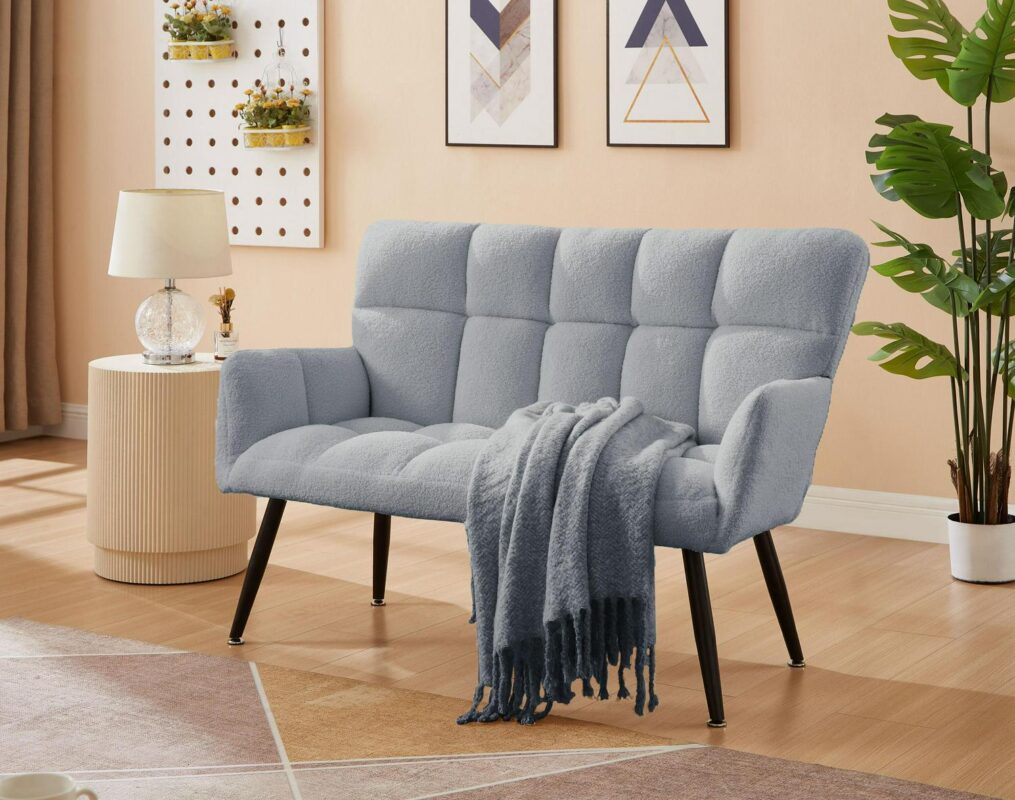 CESICIA Modern Light Blue Velvet Accent Chair - Image 4