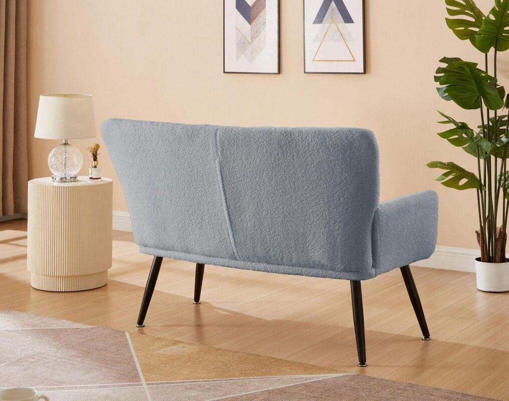 CESICIA Modern Light Blue Velvet Accent Chair - Image 6