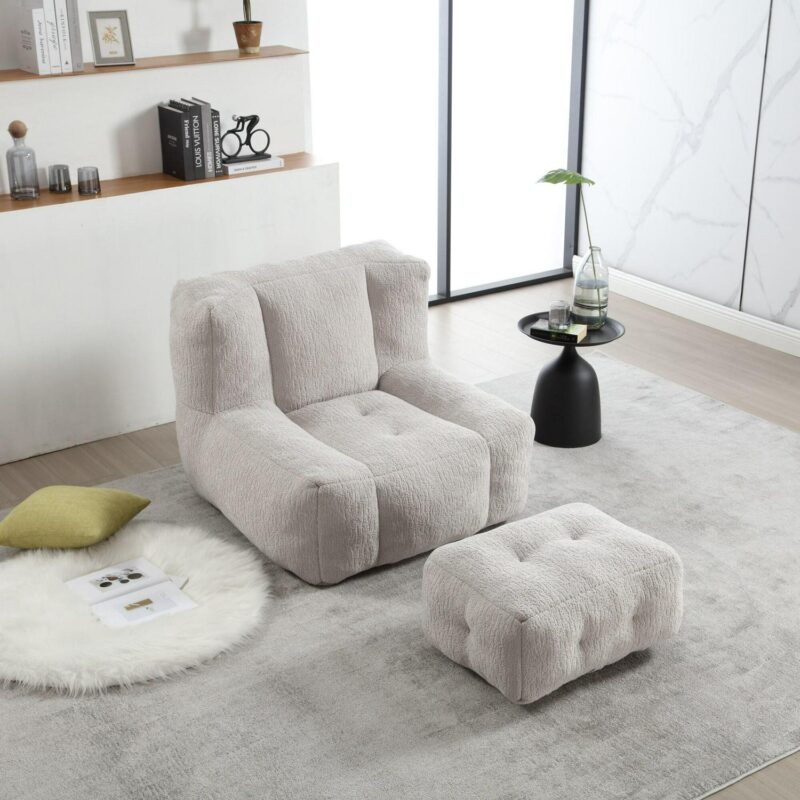 CESICIA Modern Light Gray Chenille Accent Chair - Image 20