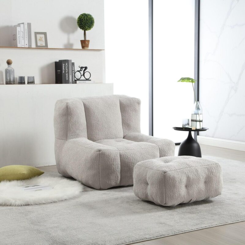 CESICIA Modern Light Gray Chenille Accent Chair - Image 16