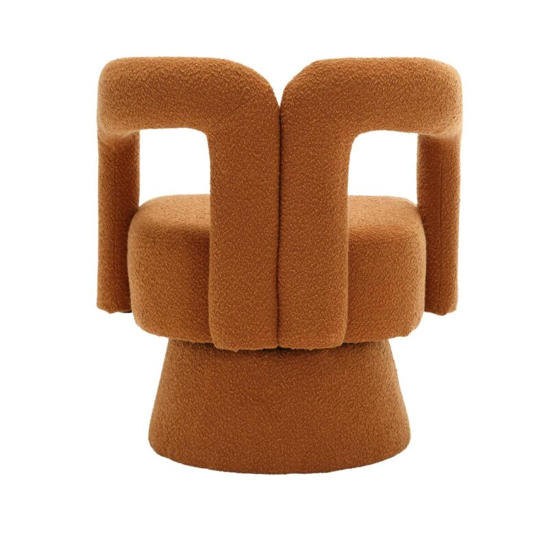 CESICIA Modern Orange Boucle Swivel Accent Chair - Image 7