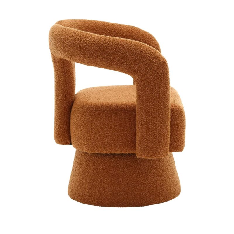 CESICIA Modern Orange Boucle Swivel Accent Chair - Image 3