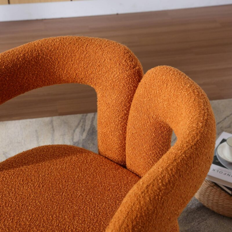 CESICIA Modern Orange Boucle Swivel Accent Chair - Image 20