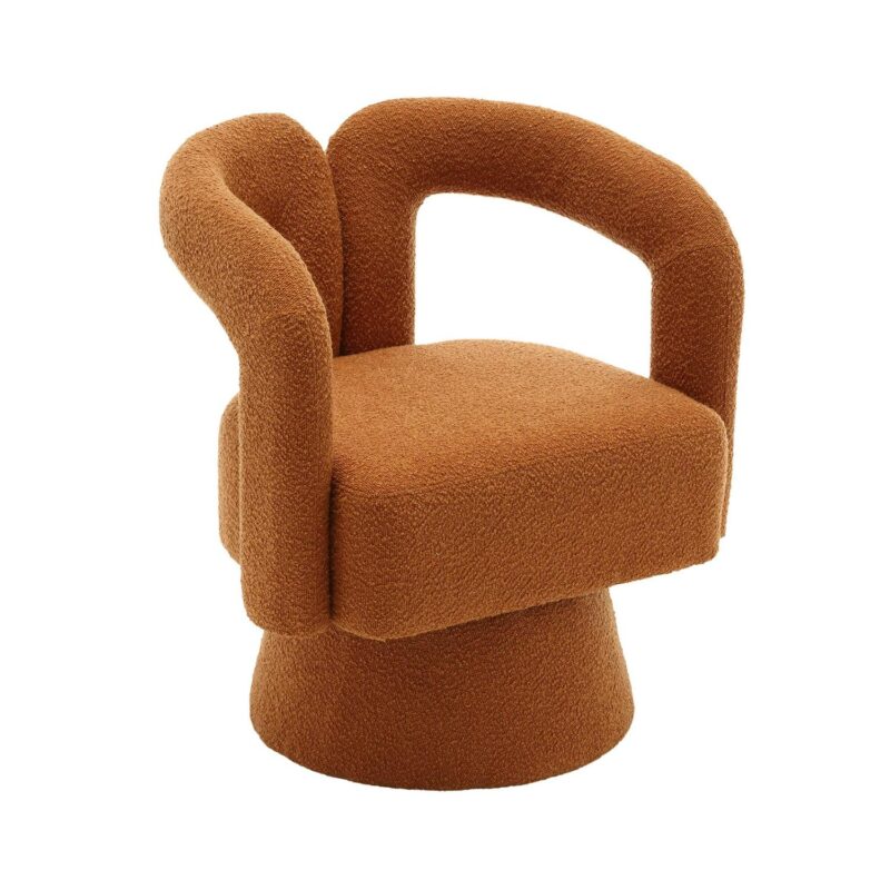 CESICIA Modern Orange Boucle Swivel Accent Chair - Image 4