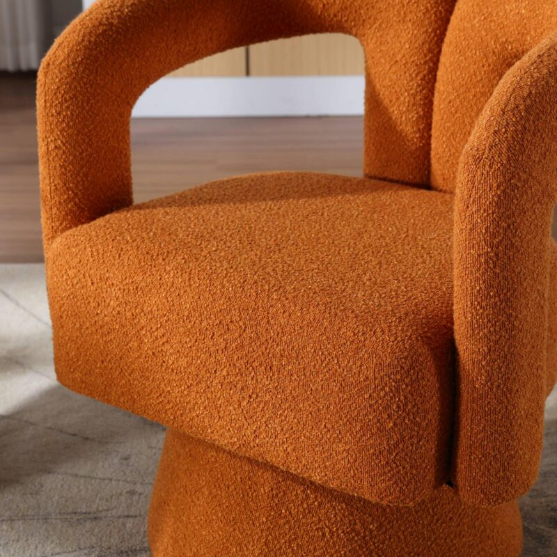 CESICIA Modern Orange Boucle Swivel Accent Chair - Image 10