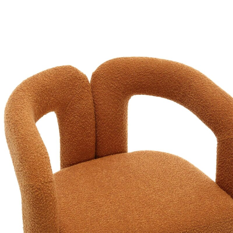 CESICIA Modern Orange Boucle Swivel Accent Chair - Image 9