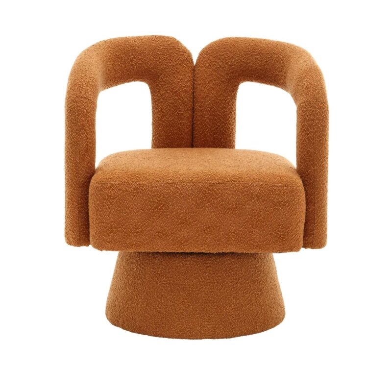 CESICIA Modern Orange Boucle Swivel Accent Chair