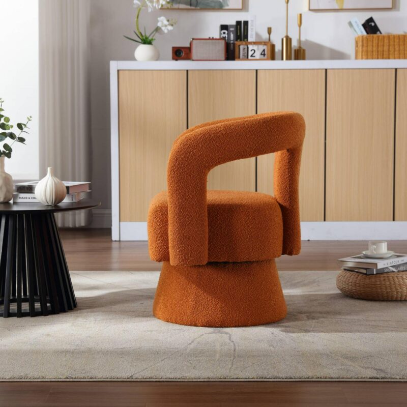 CESICIA Modern Orange Boucle Swivel Accent Chair - Image 18
