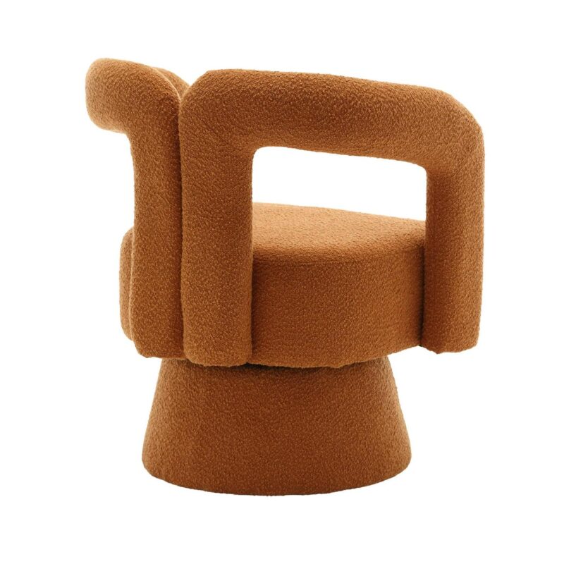CESICIA Modern Orange Boucle Swivel Accent Chair - Image 6