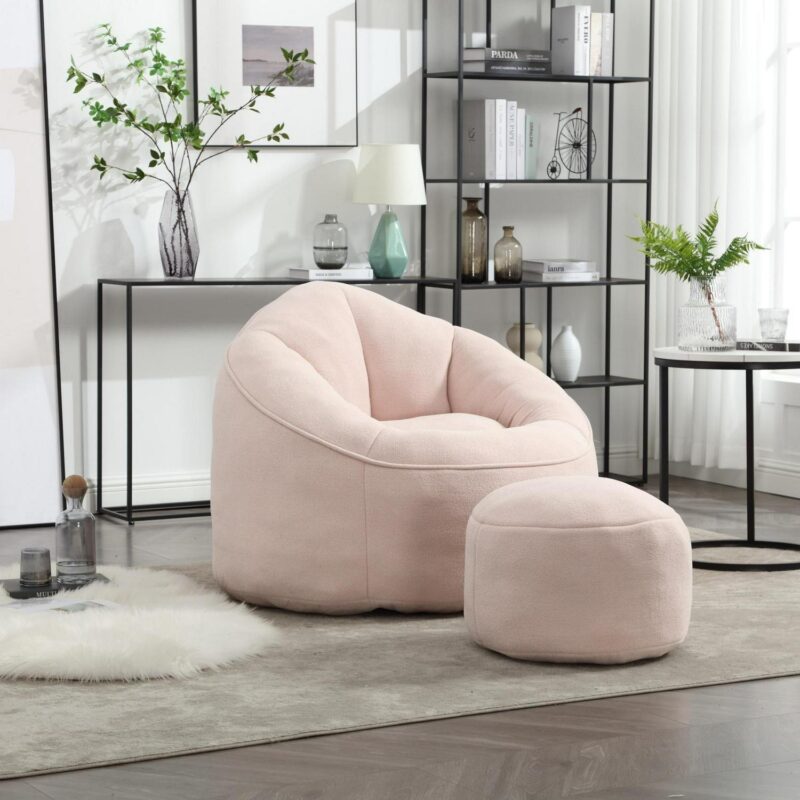 CESICIA Modern Pink Microfiber Accent Chair - Image 18