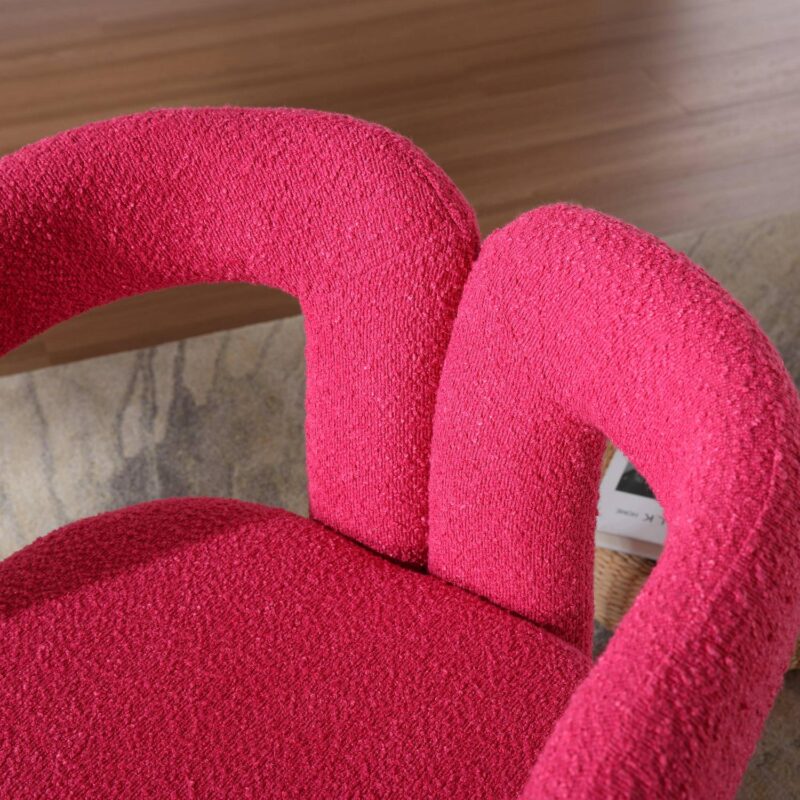 CESICIA Modern Rose Red Boucle Swivel Accent Chair - Image 13
