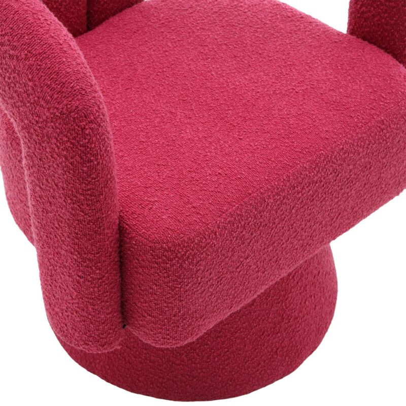 CESICIA Modern Rose Red Boucle Swivel Accent Chair - Image 10