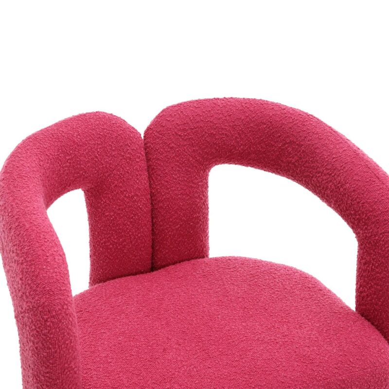 CESICIA Modern Rose Red Boucle Swivel Accent Chair - Image 9