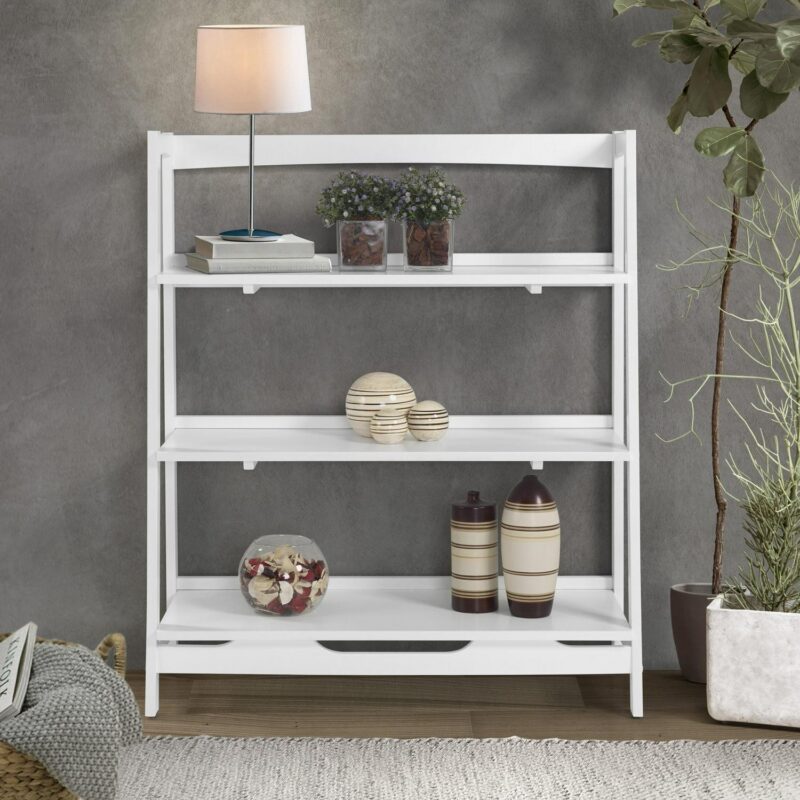 Camaflexi Mid-Century Modern White Wood 3 -Shelf Ladder Bookcase ( 36-Inches W x 43.5-Inches H x 14.875-Inches D ) Finished - Image 3